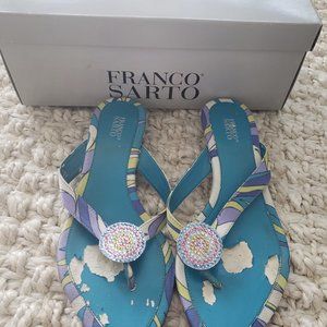 Franco Sarto - blue & purple jeweled slip ons